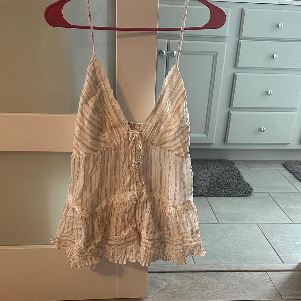 Urban Outfitters Cream Striped Tank Top